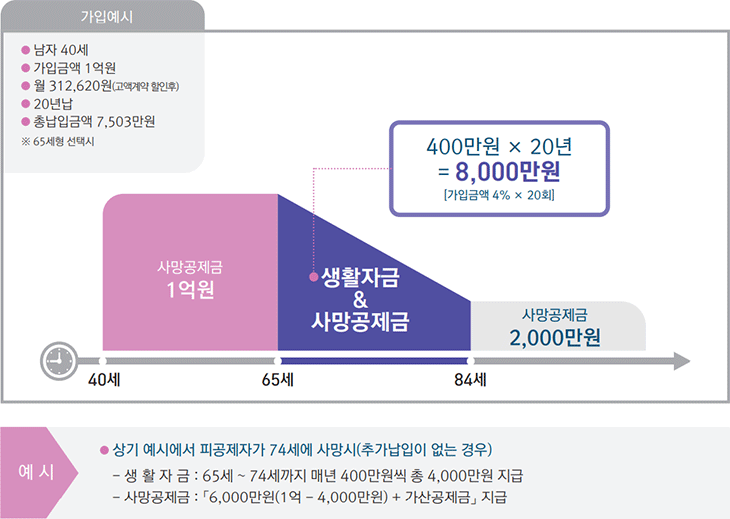 1종(생활자금형) 가입예시를 나타내 이미지, 아래이미지 참고